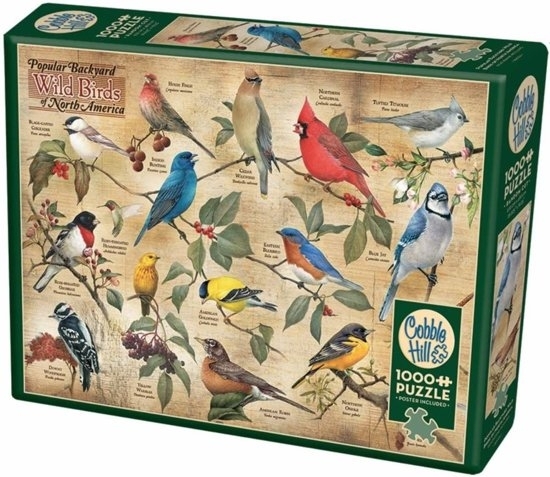 Haarvaten Wafel Donau Vogelpuzzel, Cobble Hill puzzel met vogels, 1000 puzzelstukjes
