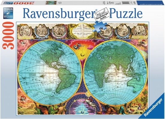 Inspireren Verslaafde koelkast Antique kaart Ravensburger, puzzel wereldkaart 3000