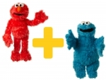 Voordeelpakket handpop Elmo en Koekiemonster 65cm