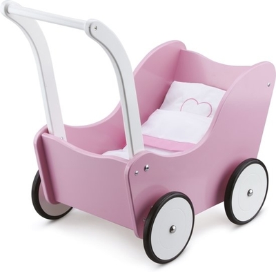 New Classic Toys - Houten poppenwagen roze
