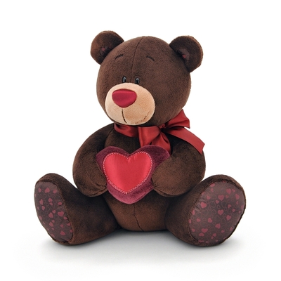 Choco zit met rood hart - 15cm