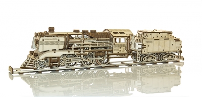 Wooden Express met tender en rails - Wooden.City