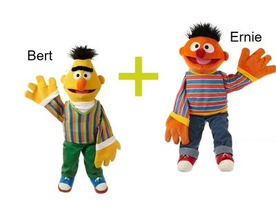 Handpoppen Bert + Ernie 45cm