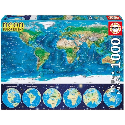 Legpuzzel - 1000 - Neon World map