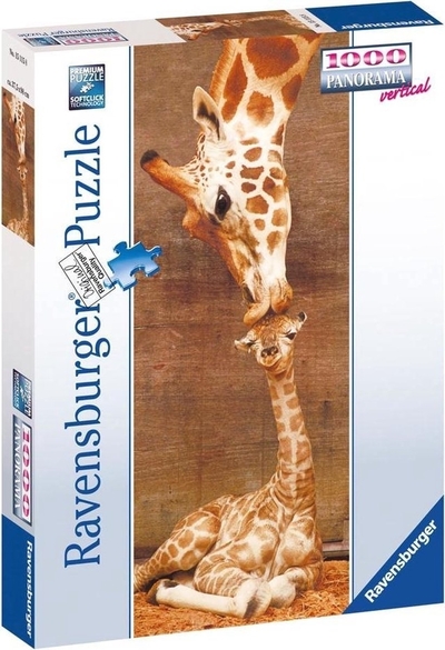 Legpuzzel - 1000 stukjes panorama - Giraf eerste kus